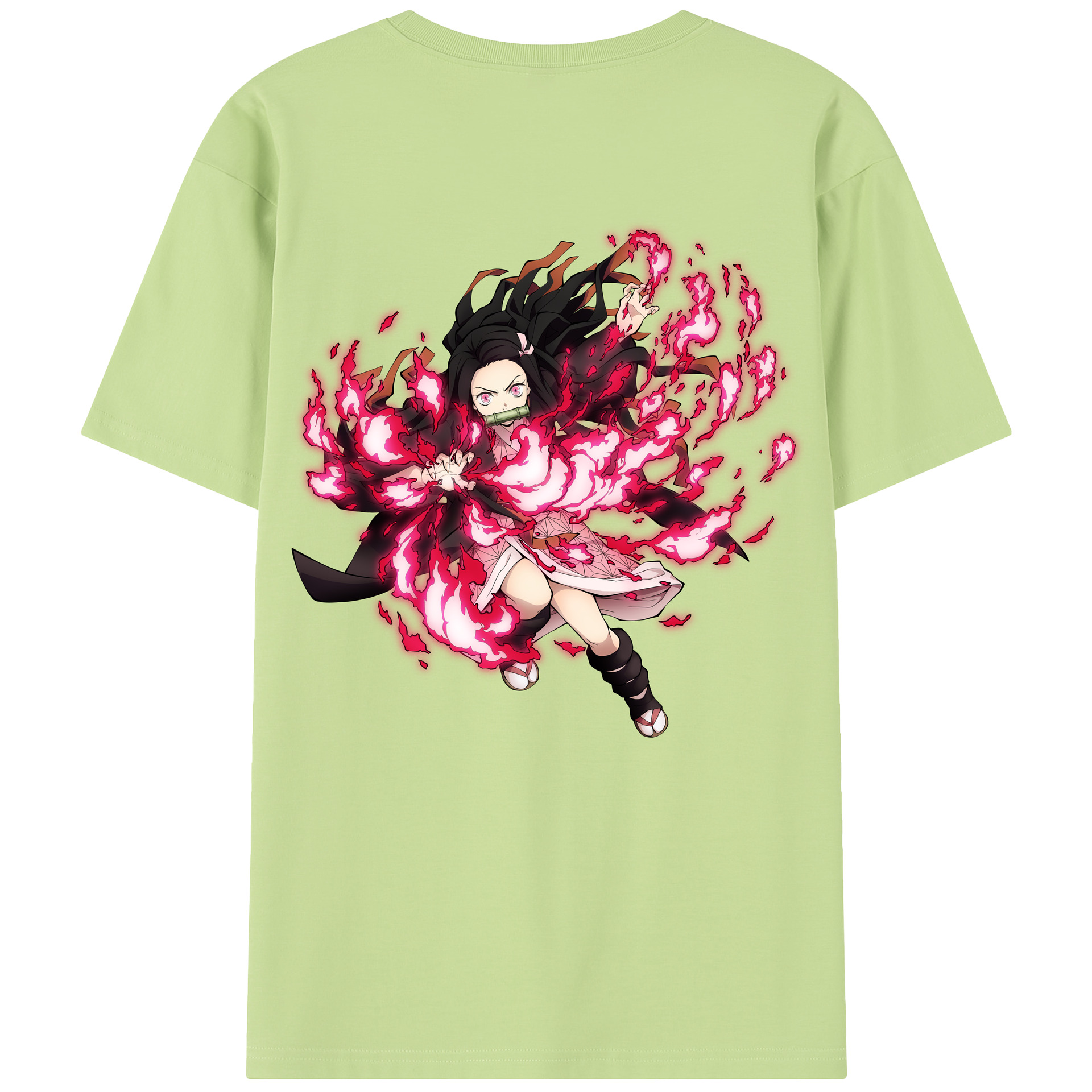 （画像用） 鬼滅の刃（きめつのやいば）竈門 禰󠄀豆子／かまど ねずこ Kamado Nezuko 綿100％半袖Tシャツ（背面プリント）
